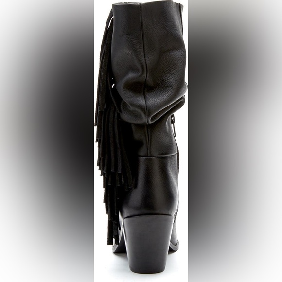 MATISSE BRIN new GENUIN LEATHER boots with fringes in black 683MNT - Picture 5 of 9